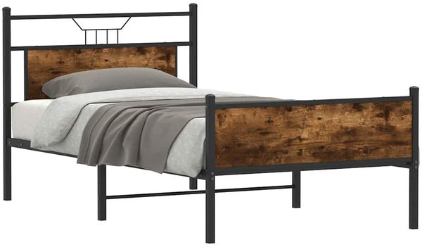 vidaXL Bettgestell ohne Matratze Räuchereiche 100x190 cm Holzwerkstoff 4106920