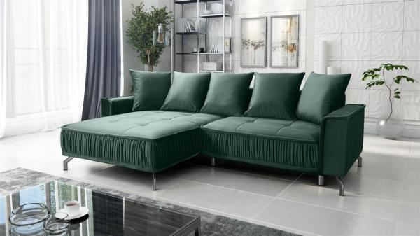 Ecksofa Schlafsofa Sofa FLORENCE Stoff Element Dunkelgrün Ottomane Links