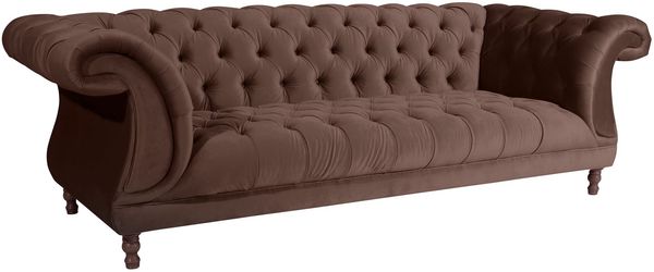 Chesterfield Sofa 3-Sitzer Kaylin Samtvelours braun
