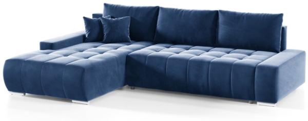 Ecksofa Sofa mit Schlaffunktion VOGAR Stoff Monolith Blau Ottomane Links