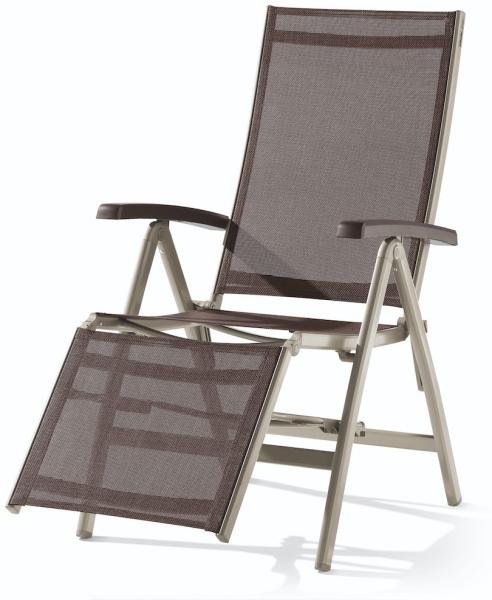 Sieger Bodega Relaxliege 6 fach verstellbar, Aluminium Champagner 62 x 109 x 95 cm