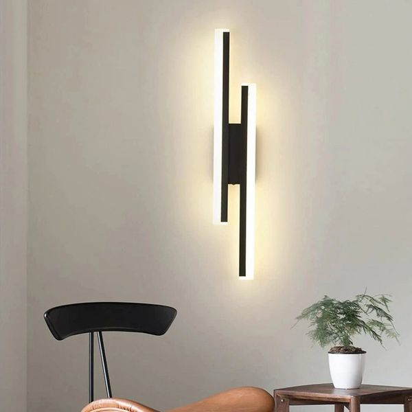 Riserva LED Wandleuchte LED Wandleuchte Innen Schwarz 16W Warmweiß Flur Lampe, Einfache Installation, integrierte LED, augenschonendes Design