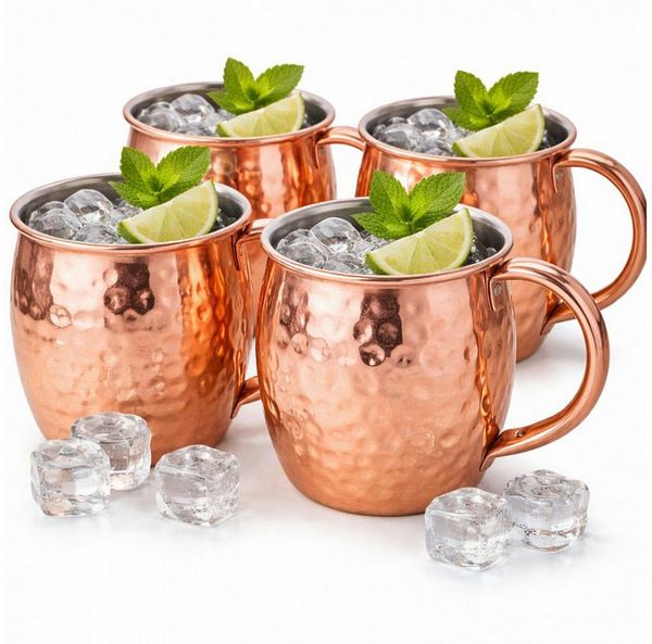 Koopman Becher Tasse Kaffeebecher Teebecher Edelstahl 450ml 4er Set, 4-tlg, Edelstahl, Kupferoptik, Cocktail, mit Tragehenkel, Edelstahl