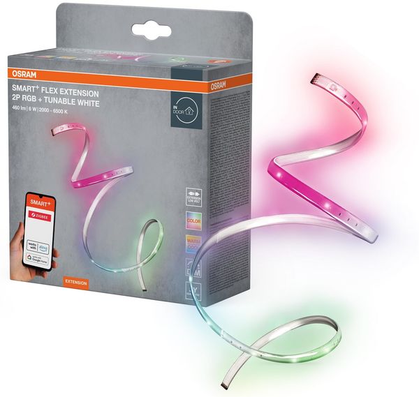 Osram SMART+ Zigbee flexible LED-Strips 2 Pole, Extension in Transparent, IP20-Schutz, für Allgemeinbeleuchtung