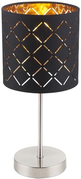 RGB LED Tischlampe, Textil, schwarz, Fernbedienung, H 35 cm