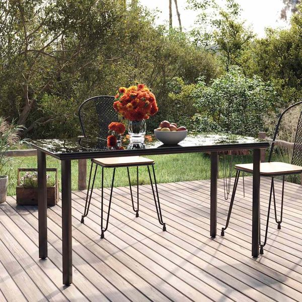 vidaXL Garten-Esstisch Schwarz 200x100x74 cm Stahl und Hartglas 319284