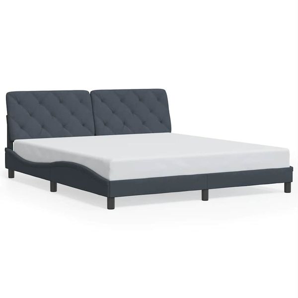 Doppelbett, Bettgestell Modernen ohne Matratze Dunkelgrau 200x200 cm Samt d2320e