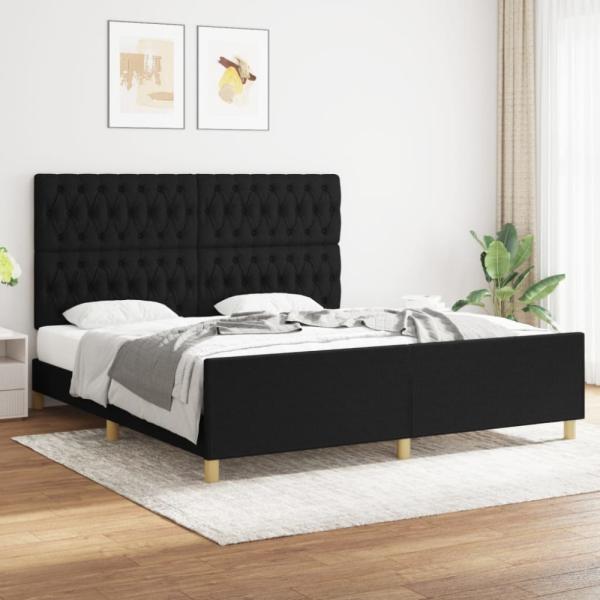 Doppelbett mit Kopfteil Stoff Schwarz 180 x 200 cm [3125318]