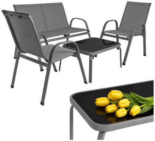 Gardlov Gartenlounge-Set Gartenmöbelset Balkontisch, (Spar-Set, 5-tlg, Feuchtigkeitsbeständiges Gewebe), Stahl sorgt für maximale Stabilität