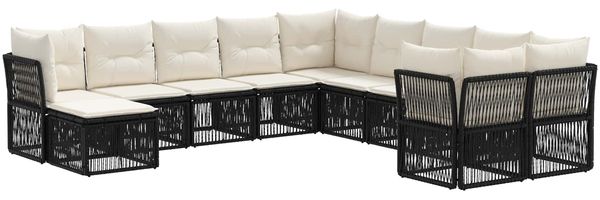 vidaXL Gartensofa-set 11 pcs Schwarz Poly-Rattan 3434452