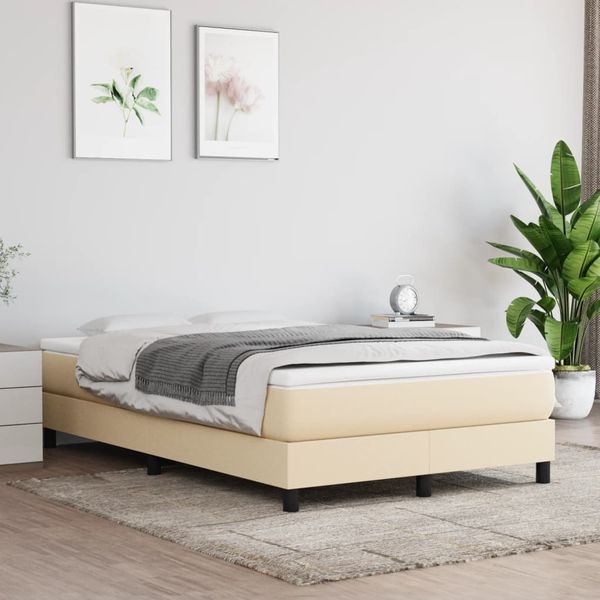vidaXL Polsterbett, Stoff, 25,0 cm, Creme, 120x200 cm, mit Lattenrost, Schwarz