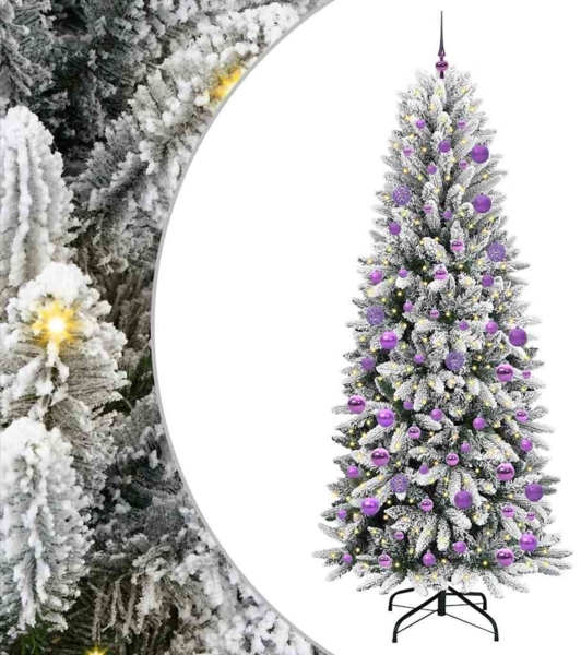 vidaXL Künstlicher Weihnachtsbaum mit 300 LEDs mit Ständer Weiß 210 cm 3396063