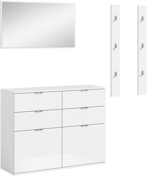 Garderoben-Set >Projekt X< in weiß / weiß hochglanz - 171x191x37cm (BxHxT)