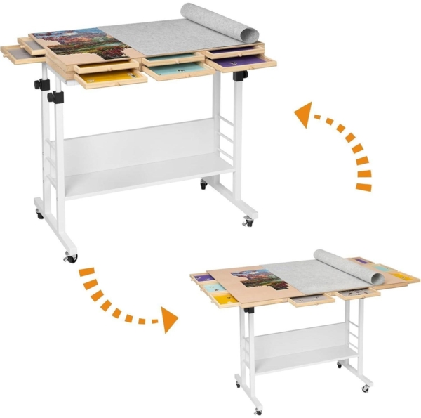 Puzzletisch klappbar Höhenverstellbar 2000 Teile 8 Schubladen 4 Rollen