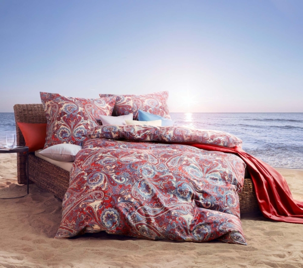 Fleuresse Mako-Satin Bettwäsche 200x220 Paisley blau rot weiß 114296-12 Bild 4