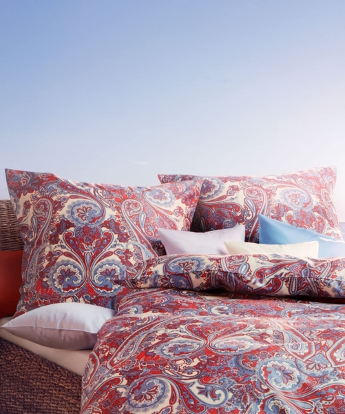 Fleuresse Mako-Satin Bettwäsche 200x220 Paisley blau rot weiß 114296-12 Bild 2