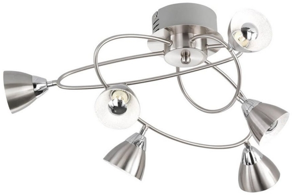 LED Deckenleuchte, Metall, silber, geschwungen, H 28 cm