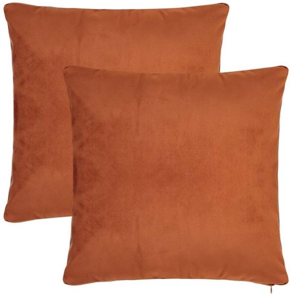 Barbons Kissenbezug 40x40 2er Set – Samt Dekokissenbezug weiche Kissenbezüge Kissenhülle mit Reißverschluss Kopfkissenbezug (40x40, Rostbraun)