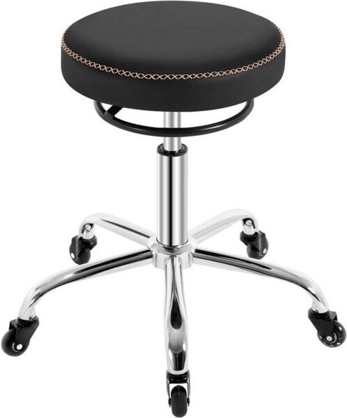 Woltu Drehhocker (1 St), 360° drehbar, mit Rollen, runder Hocker