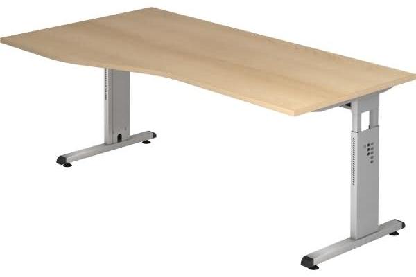 Schreibtisch OS18 C-Fuß 180x100 / 80cm Eiche Gestellfarbe: Silber