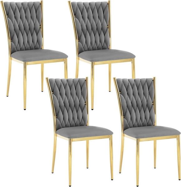 Woltu Polsterstuhl (4 St), Samt Stühle Esszimmer, Esszimmerstühle, hohe Rückenlehne Metallbeine Bild 5