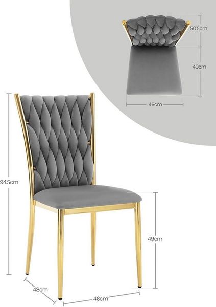Woltu Polsterstuhl (4 St), Samt Stühle Esszimmer, Esszimmerstühle, hohe Rückenlehne Metallbeine Bild 2