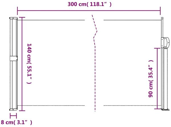 vidaXL Ausziehbare Seitenmarkise Anthrazit 140x300 cm 4004308 Bild 11
