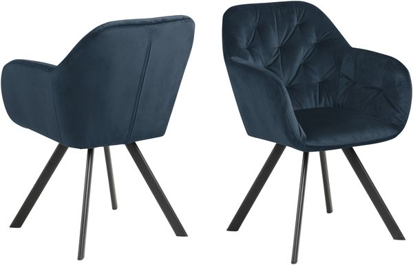 Armlehnstuhl >Lola< in marineblau, Polyester, Stahl - 57,5x81,5x61,5cm (BxHxT)