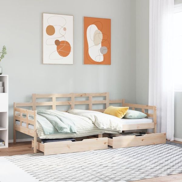 vidaXL Tagesbett mit Schubladen 90x190 cm Massivholz Kiefer 3302124
