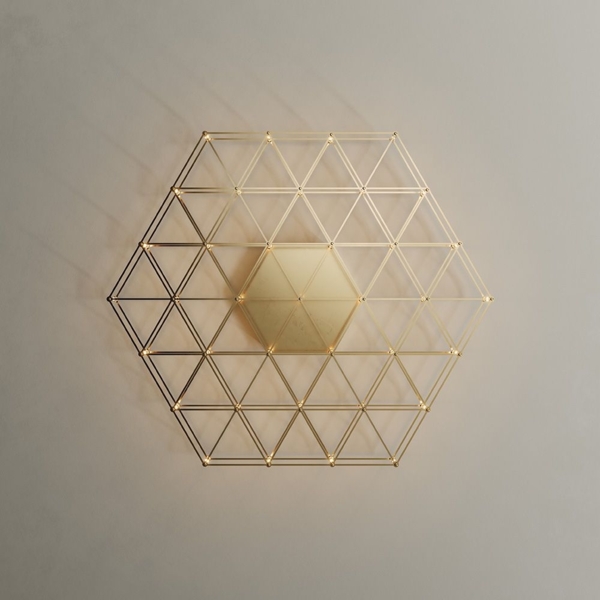 s.luce Atom eckige LED Effekt Wand- & Deckenleuchte Gold Ø 60cm Bild 1