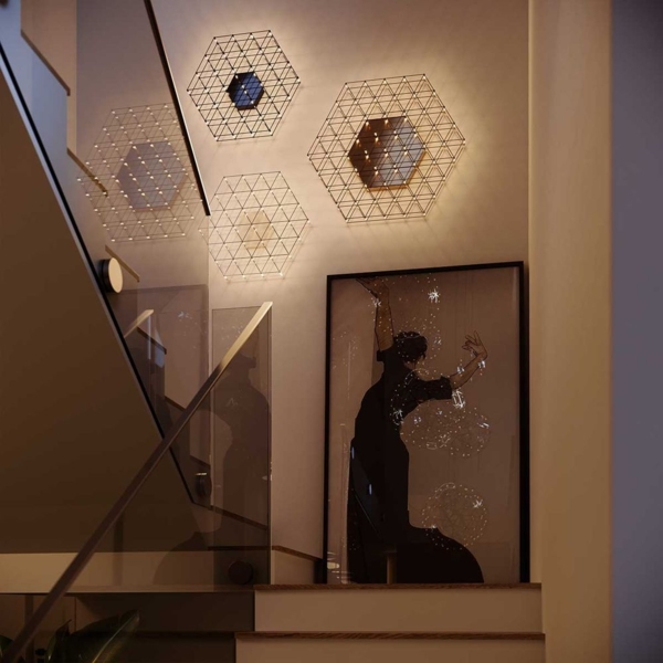 s.luce Atom eckige LED Effekt Wand- & Deckenleuchte Gold Ø 60cm Bild 2