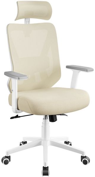Yaheetech Drehstuhl Ergonomischer Chefsessel mit Verstellbarer Kopfstütze, Höhenverstellbarer Schreibtischstuhl fürs Büro/Arbeitszimmer