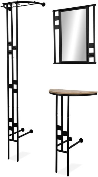 Kompaktgarderobe >Corby< (3-teilig) in schwarz / Dekor Artisan Eiche - 55x185x28,5 (BxHxT) Bild 3