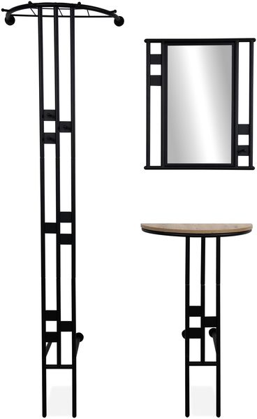 Kompaktgarderobe >Corby< (3-teilig) in schwarz / Dekor Artisan Eiche - 55x185x28,5 (BxHxT)