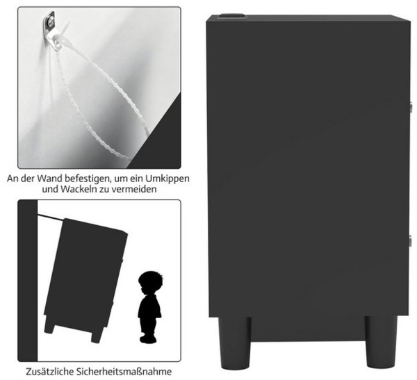 oyajia Nachttisch mit LED-Beleuchtung und Ladefunktion, Beistelltisch (Nachtschrank Beistelltisch mit 2 Schubladen und 1 offener Ablage, 1-St), 2 AC-Steckdosen, 1 typ C+1 USB-Anschlüsse, 40x35x61cm Bild 4