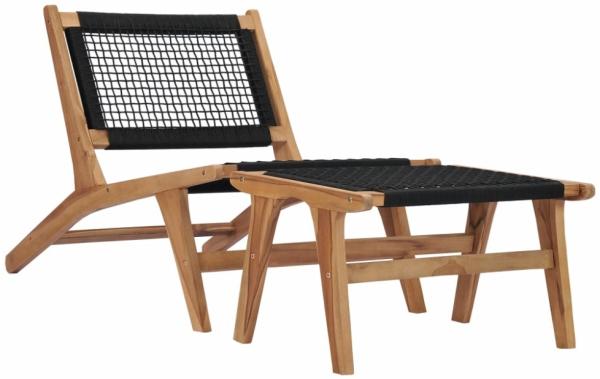 vidaXL Sonnenliege mit Fußablage Massivholz Teak und Seil 49368