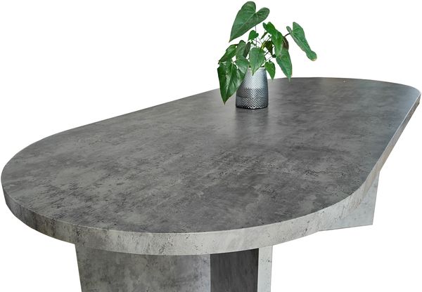Esstisch 204 x 90 cm Holz Graue-Optik gerade Kante oval V-Gestell OVI 150505437 Bild 4