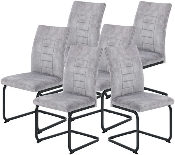 6er Set XL-Schwingstuhl Gela - Vintage Velvet Silber