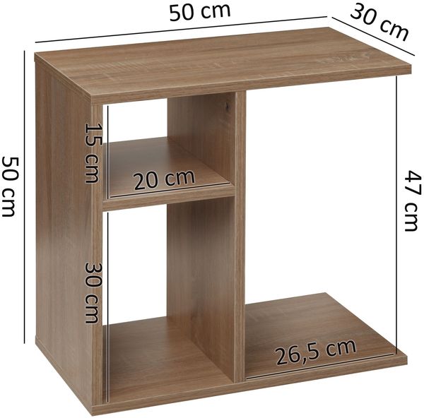 Kadima Design Beistelltisch "Itter" Holz: Ablagefächer, kratzfest & wasserabweisend. Beige, 50x30x50 cm Bild 4
