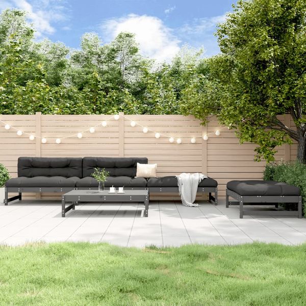 vidaXL 5-tlg. Garten-Lounge-Set Grau Massivholz Kiefer 3186601