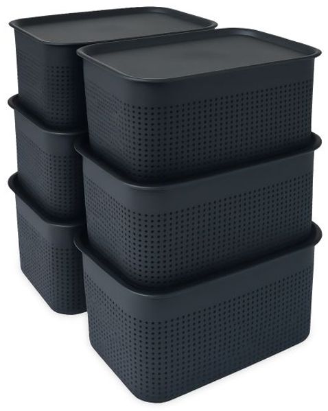 Relaxdays Aufbewahrungsbox mit Deckel 6er Set