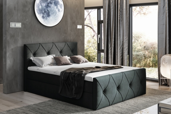 99rooms Arian Lux Boxspringbett Velours 180x200 cm Schwarz