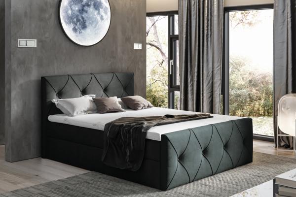 99rooms Arian Lux Boxspringbett Velours 180 x 200 cm Schwarz