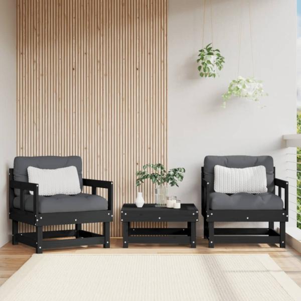 vidaXL Gartenstühle 2 Stk. Schwarz Massivholz Kiefer 825391