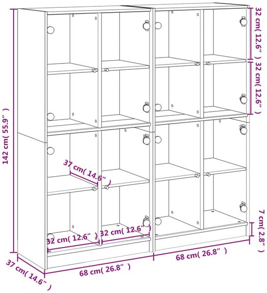 vidaXL Bücherschrank mit Türen Weiß 136x37x142 cm Holzwerkstoff 3206517 Bild 12