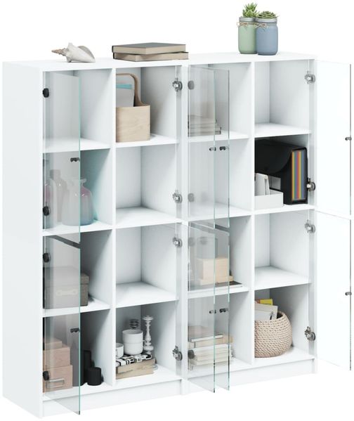 vidaXL Bücherschrank mit Türen Weiß 136x37x142 cm Holzwerkstoff 3206517 Bild 4