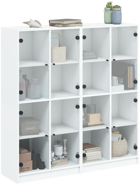 vidaXL Bücherschrank mit Türen Weiß 136x37x142 cm Holzwerkstoff 3206517 Bild 5