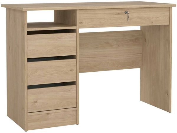 Dmora Schreibtisch Franklin, Mehrzweckschreibtisch, Bürotisch für PC, Eckschreibtisch, 109x49 h76 cm, Eiche