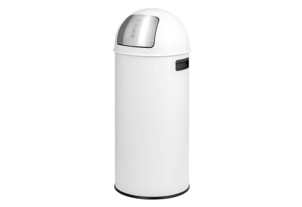eluno Mülleimer Pushmülleimer 35 Liter aus Stahlblech, Abfalleimer, weiß