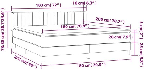 vidaXL Boxspringbett mit Matratze Dunkelblau 180x200 cm Samt 3131097 Bild 7